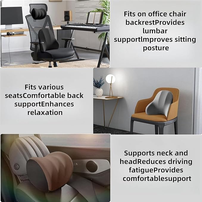 Car Headrest Lumbar Support Cushion for Toyota RAV4 5.Generation RAV4 Hybrid PHEV/RAV4 Prime 2018-2022, Ergonomic Seat Headrest Cushion for Neck Back Pain Relief Memory Foam Breathable Removable Cover