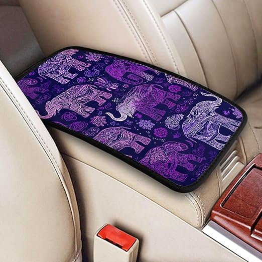 Purple Elephant Car Auto Armrest Cushion Cover Accessories Center Console Seat Box Pad Protector Universal Decoration for Most Vehicle SUV Truck