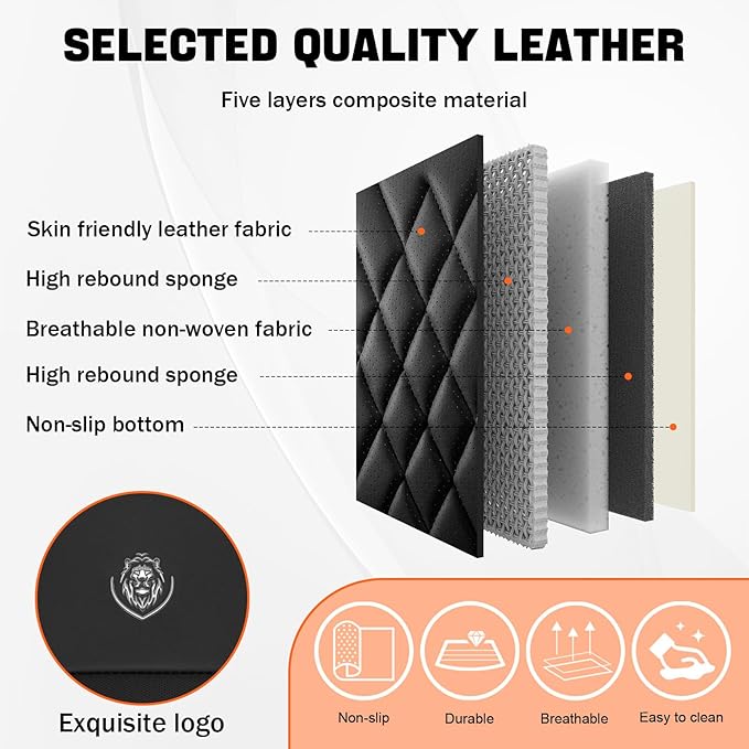 Car Seat Covers Compatible with Toyota Camry 2012-2026 Durable Waterproof Automotive Seat Covers Stretchable Fabric Material, Airbag Compatibility, Premium Nappa Leather(Black Gray, 2 Pcs Front)