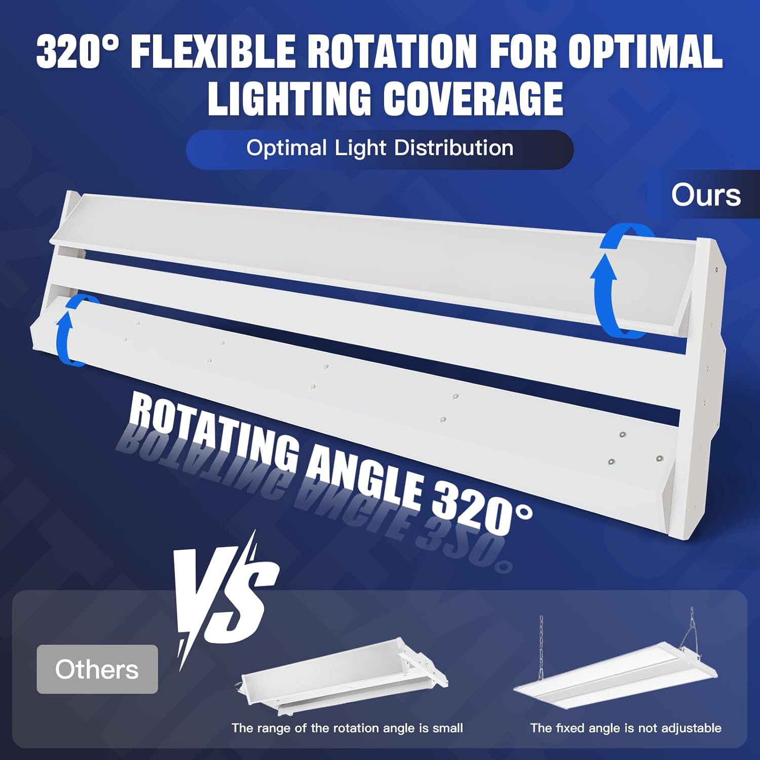JTT LED Linear High Bay Light 300/240/200W, 45000LM Linear Shop Light Commercial 120-277V, 4000/5000K High Bay Lights Shop Workshop Store Commercial Supermarket Warehouse Basement, 2-Pack ETL
