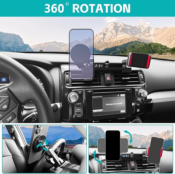 Upgraded Magnetic Phone Mount for 2010-2024 Toyota 4Runner Accessories, Magsafe Dash Phone Holder Multi-Mount Phone Stand with Three Mounting Positions for Smartphone for 4-Runner Accessories