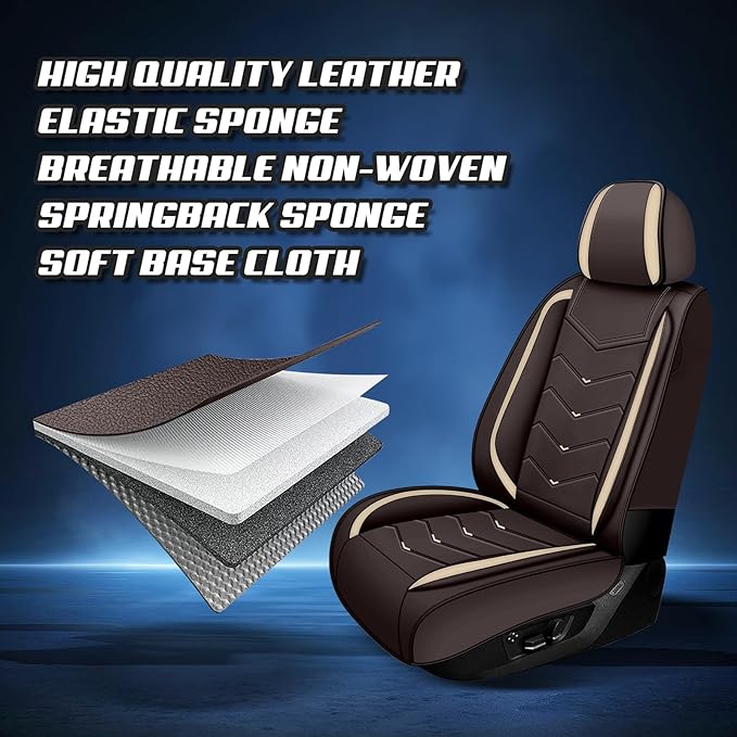 Car Seat Covers for KIA Sedona 2003-2021, Premium Nappa Leather Car Seat Cover, Stylish Sport Seat Covers， Automobile Seat Cover Sets.(Luxury 5 Seats/Coffee Color)