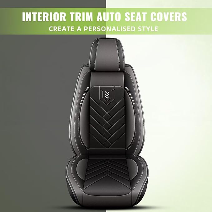 AOMSAZTO Car Seat Covers Fit for Kia Forte 2010-2025 2026 Premium Front Seat Covers Waterproof Leather Automotive Seat Covers Compatible with Airbag (2 Seats,Grey)