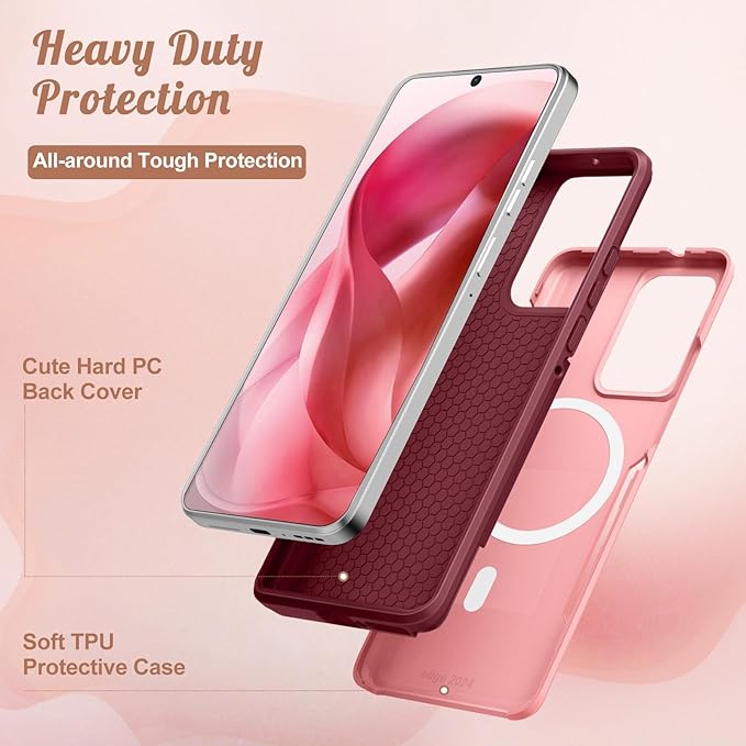 for Moto Edge 2024 Case - Compatible with MagSafe Women Girls Cute Magnetic Protective Phone Cover Girly Kawaii Unique Pretty Heavy Duty Shockproof Design for Motorola Moto Edge 2024 Cases