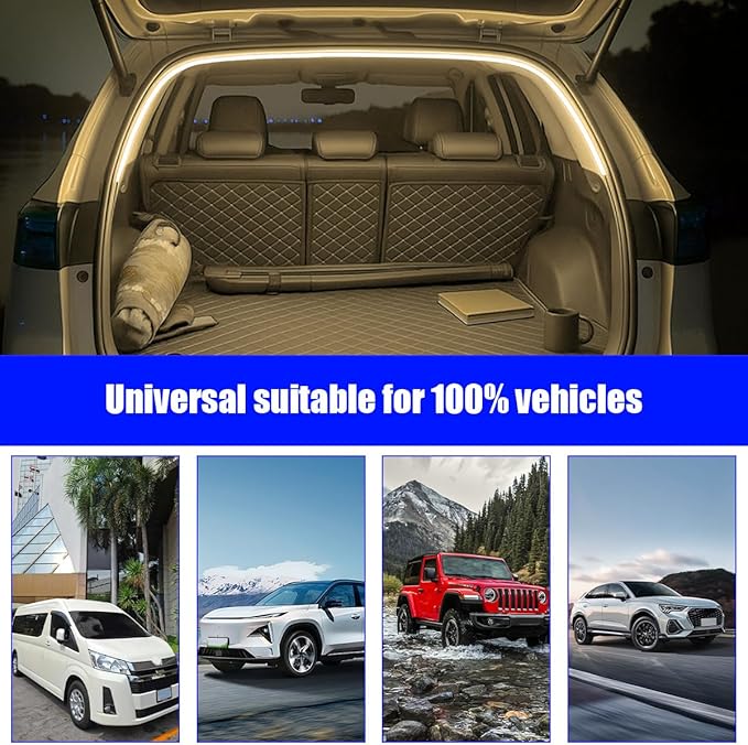 Car Trunk LED Strip Light, 6.56FT Silicone Flexible Cuttable Vehicle Trunk Cargo Ambient Lighting, Waterproof Bright Auto Trunk Interior Lamp Decoration, Universal for SUV RV Truck (Yellow)