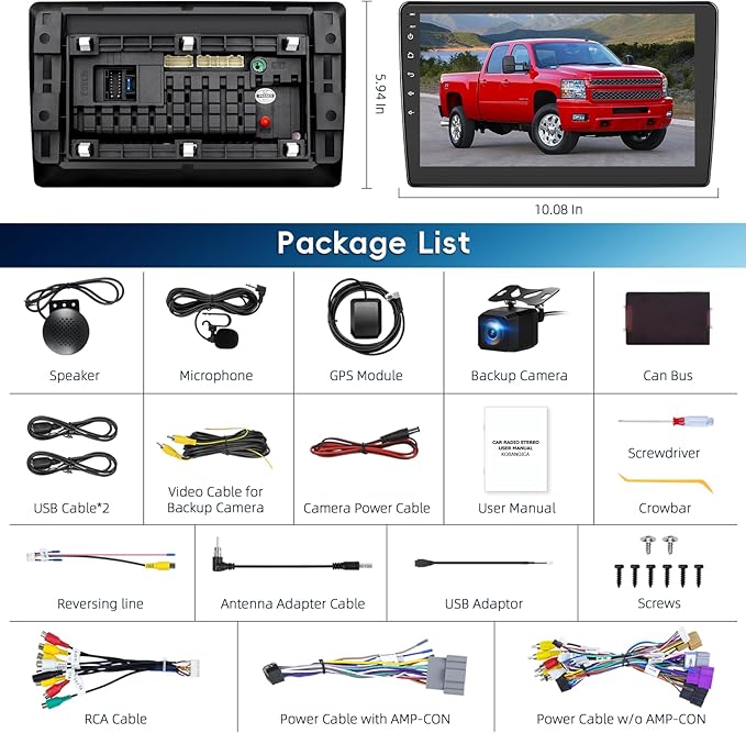 Car Radio Stereo for Chevy Silverado 2007-2013 GMC Sierra Yukon,2+64G Android 13 Touch Screen Radio with Wireless CarPlay Android Auto Bluetooth GPS Navigation Backup Camera