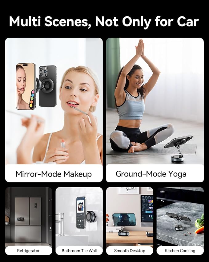 MRGLAS 2026 Upgraded Vacuum for Magsafe Car Mount, Phone Holders for Your Car Ultra Magnetic, 360° Adjustable Suction Cup Truck Golf Cart Accessories for Men Women,for iPhone 17 16 15 14 13 12 Pro Max