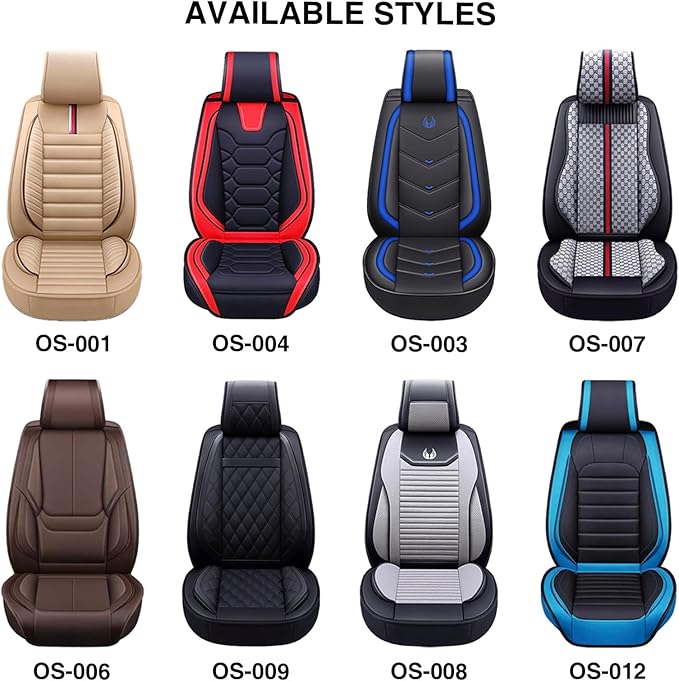 OASIS AUTO Car Seat Covers Front Seats Premium Waterproof Faux Leather Cushion Universal Accessories Fit SUV Truck Sedan Automotive Vehicle Auto Interior Protector (OS-001 Brown)