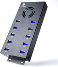 USB 3 0 Hub - 10 Ports Powered USB Hub - Charging & High-Speed Data Transfer USB Expander Hub - up to 5Gbps High-Speed USB Splitter - Aluminum Alloy Multiple USB Port Hub for Laptop Phone Tablet PC