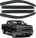 Rain Guards for 2014-2018 Chevrolet(Chevy) Silverado & GMC Sierra 1500 Crew Cab,Window Visors Vent Deflector Shade Smoke for 15-19 Silverado & Sierra 2500HD/3500HD, Tape-On, 4PCS