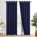 XWZO 100% Blackout Curtains 84 Inches Long with Tiebacks- Noise Blocking & Energy Efficiency Window Draperies Grommet Top with Black Liner for Bedroom/Living Room, Navy Blue, W60 x L84, Set of 2