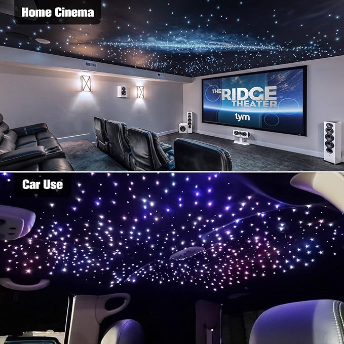 CHINLY Starlight Headliner Kit,650pcs 9.8ft 0.03in Star Light Headliner Kit,Twinkle Star Lights for Car,RGBW+APP+Remote Fiber Optic Lights Star Headliner Kit,Car Star Lights for Ceiling Car,Theater