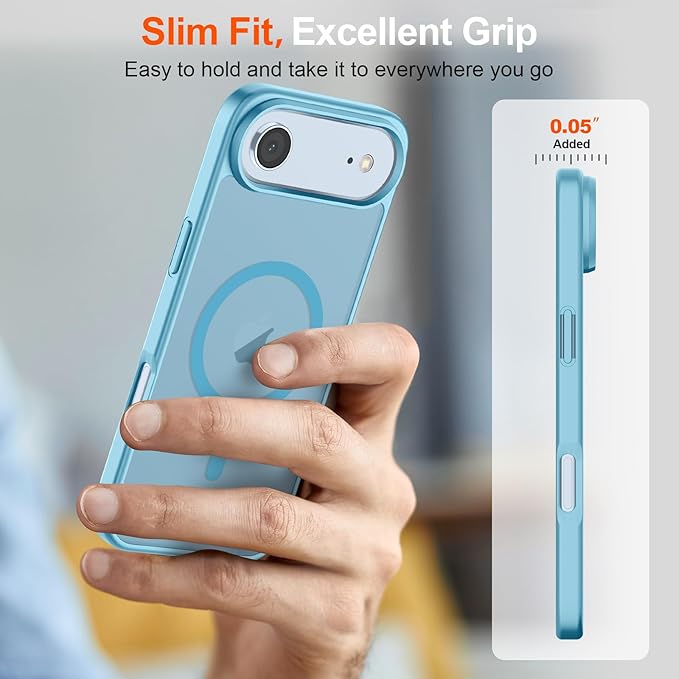 SUPFINE Magnetic for iPhone Air Case (Compatible with MagSafe)(Military Grade Drop Protection) Slim Translucent Matte Shockproof with Anti-Fingerprint Phone Cover for 17 Air,Light Blue