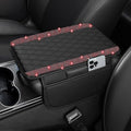 NBTEPEM Bling Car Center Console Cover, Leather Car Arm Rest Cover Cushion with 2 Storage Bags, Universal Automotive Armrest Protector Storage Box, Bling Accessories Interior for Most Vehicles (Red)