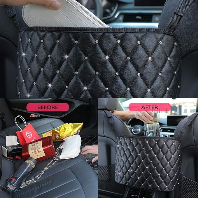 Car Pocket Handbag Holder Purse Hook for Car Leather Seat Back Organizer Holder Barrier of Backseat Pet Kids for Car Handbag Holder Between Two Seats of Car