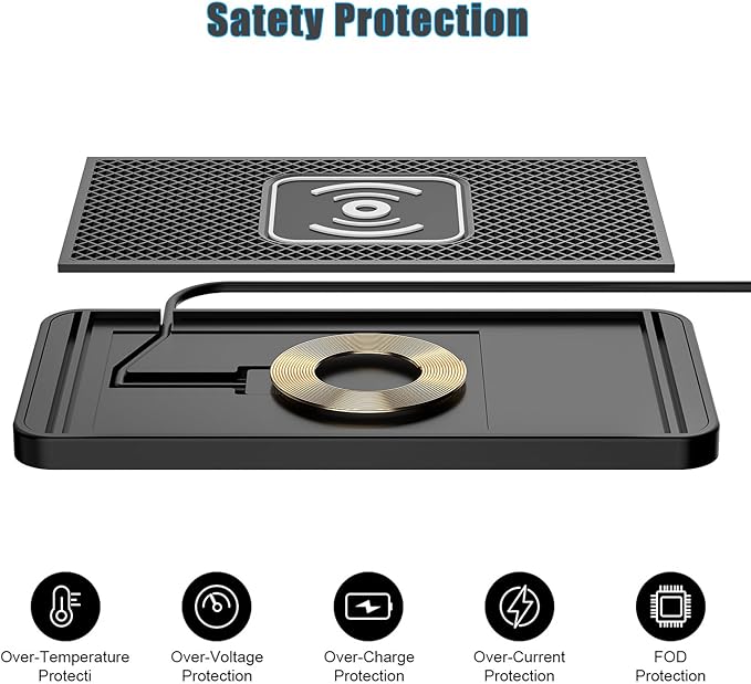 Wireless Charging Pad for Car for Ford Super Duty F-550, 15W Fast Wireless Charger Mat Non-Slip Silicone Car Center Console Phone Charging Pad,B/15W-USB