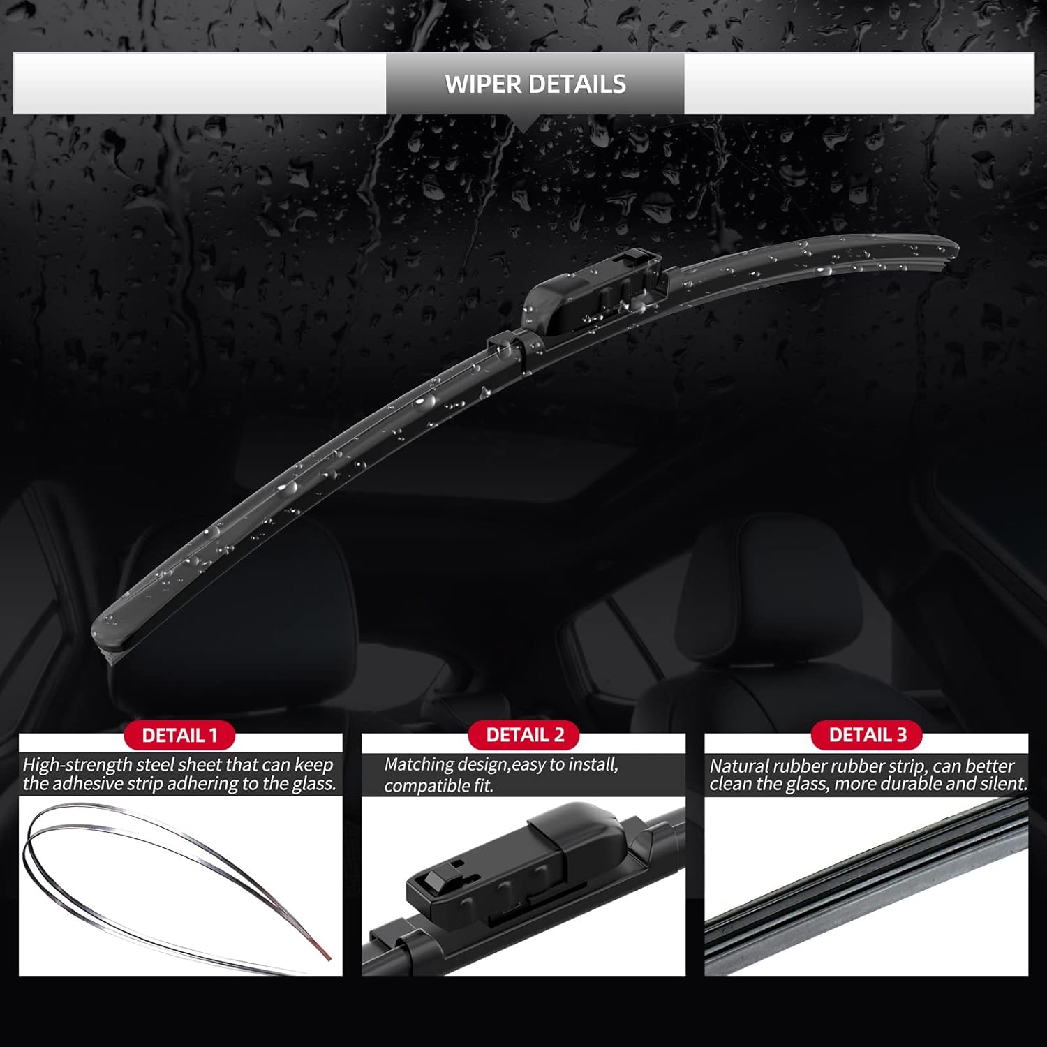 Front Windshield Wipers, 2-Piece Set for BMW Z4 28i 30i 35i M40i 2019 2020 2021 2022 2023 - Automotive Replacement Front Wiper Blades for Car Window