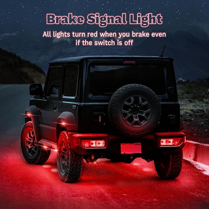 8 Pods Full Angle RGB Rock Lights Compatible with 12V Trucks Jeep UTV SUV ATV Boat Golf Cart, Waterproof, Multi-Color,Brake Light, App/Remote Control Led Rock Lights with Music Mode(Patented)