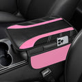 NBTEPEM Pink Center Console Cover, Sporty Leather Armrest Cover Cushion with 2 Storage Pockets, Universal Auto Middle Console Protector, Car Interior Accessories for Most SUV, Truck, Sedan Vehicles