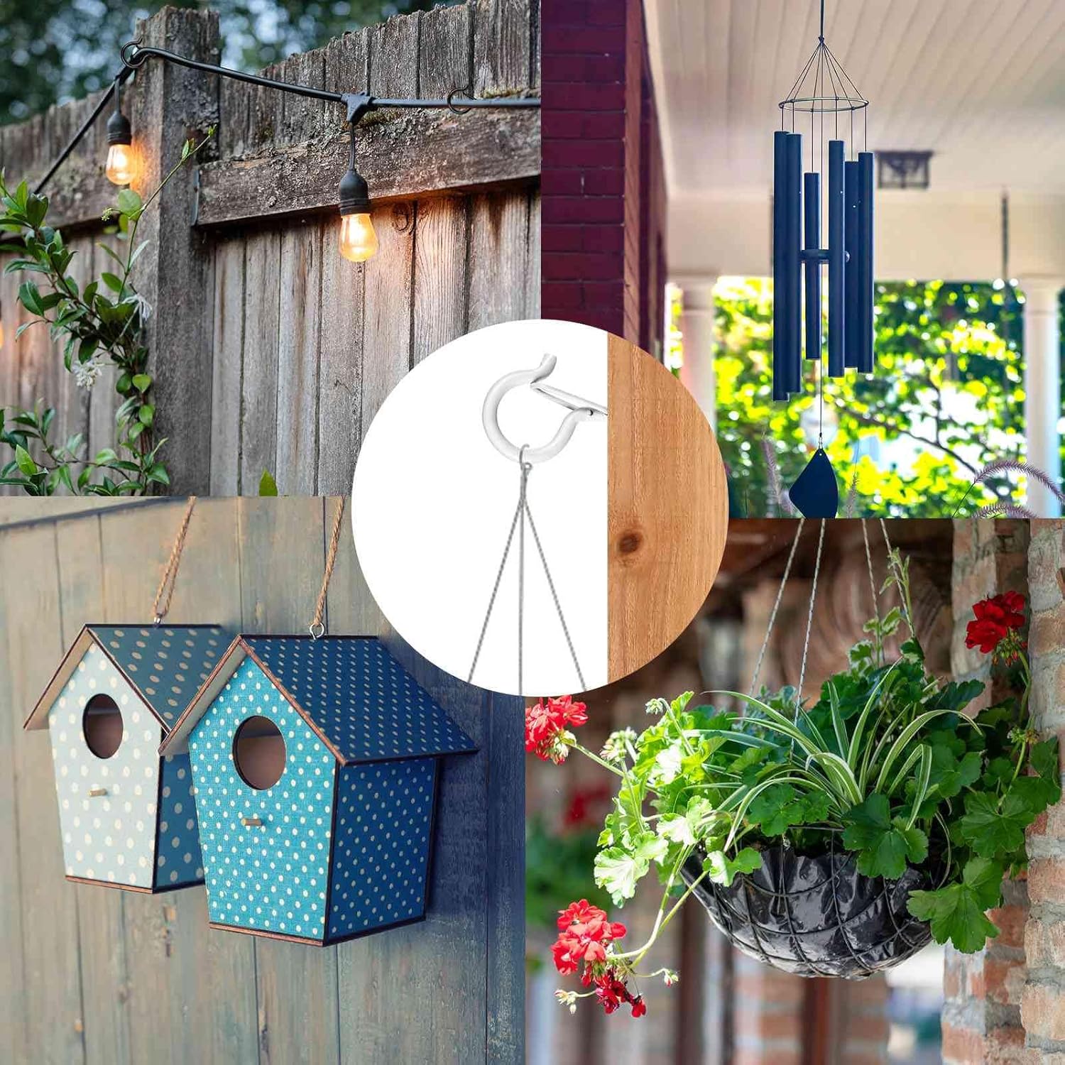 96 PCS Q-Hanger Hooks, Screw Hooks for Outdoor String Lights, Safety Buckle Design Cup Eye Hook for Hanging Christmas Lights, Plants, Mounted on Wall Ceiling, Include 1 Wing Nut Driver, White
