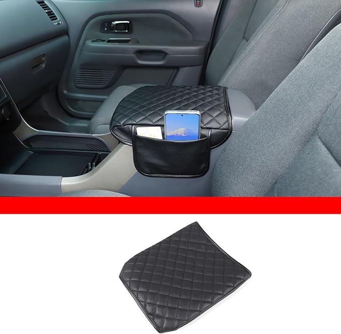 Center Console Cover Pad for Honda Pilot 2003 2004 2005 2006 2007 2008 Accessories Arm Rest Box Lid Cover Pad Armrest Seat Box Cover Car Armrest Pillow Cushion Mat Protector Leather (Black1)