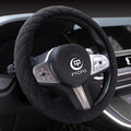 Soft Car Steering Wheel Cover for Sedan, SUV, Warm Luxury Velvet, Odorless, Universal, Anti Slip, Summer Winter, Black, Large Size[15" 1/2-16"](39-41cm)