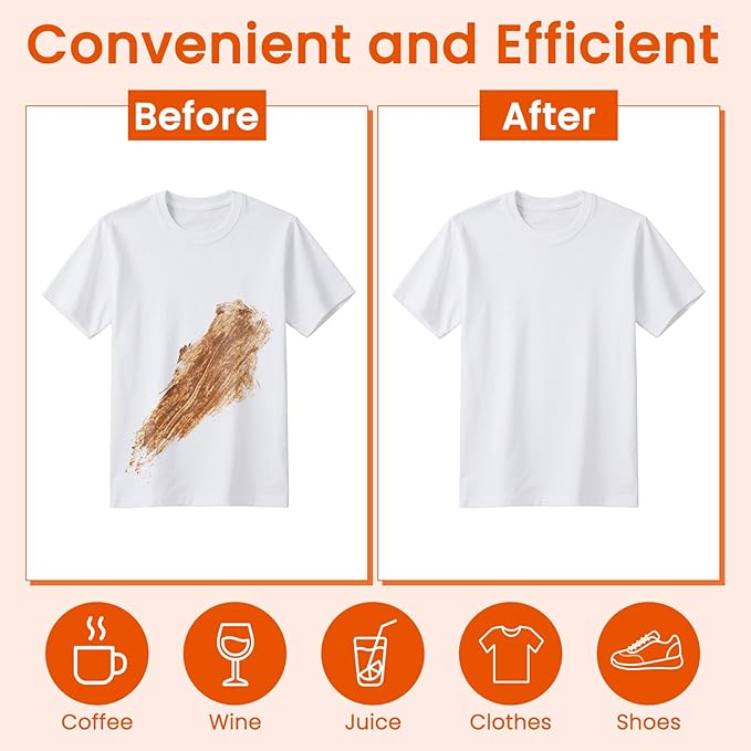 Stain Remover Wet Wipes Bulk, Individual Wrapped Clothes Portable Travel Messy Eater Cleaning Laundry Stain Removal Wipes Pocket Size for Clothing Fabric/Wine/Fast Food 7.1 x 4.7 Inch (White 100)