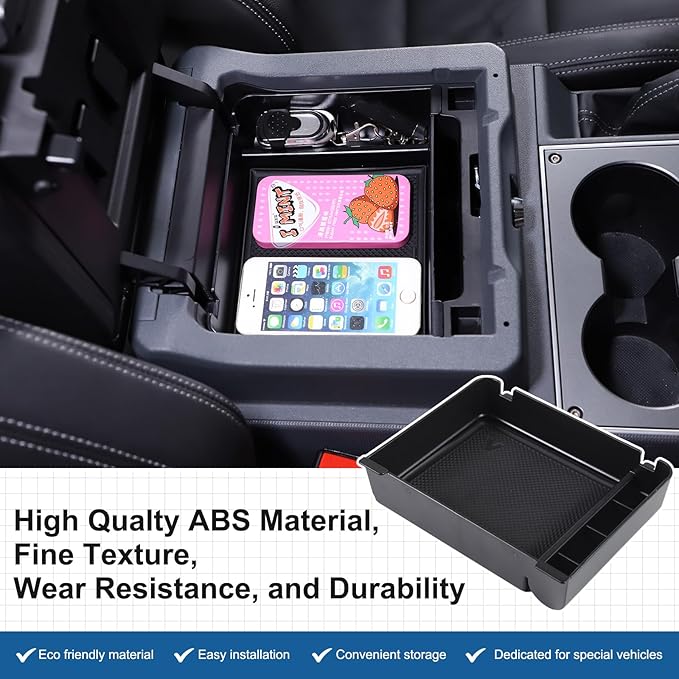 Car Armrest Storage Box Tray Compatible with INEOS Grenadier 2022 2023 2024 2025 2026 Center Console Armrest Organizer Storage Box Tray With Anti-Slip Mat ABS Accessories