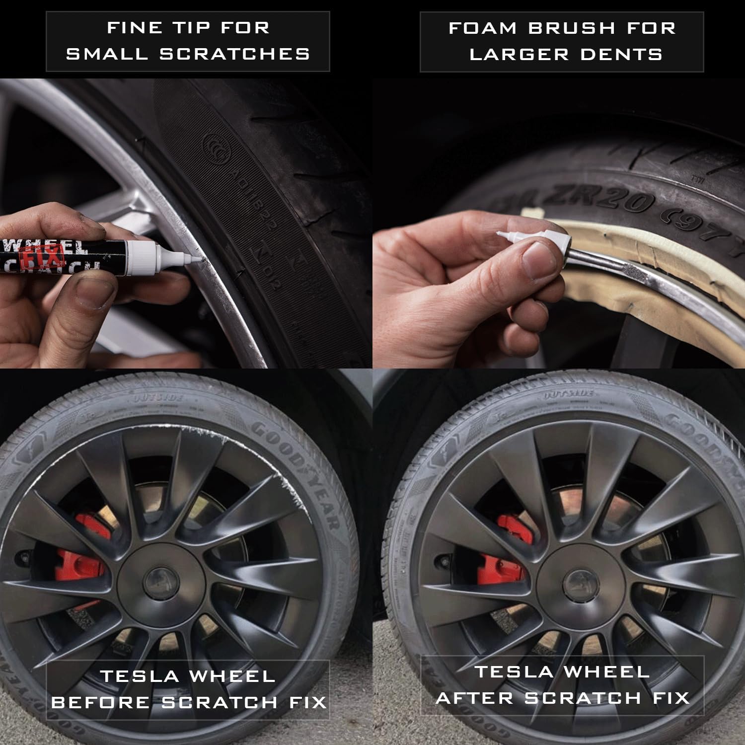 Silver Rim Touch Up Paint, Car Wheel Scratch Repair, Wheel Touch Up Paint Pen, curb rash repair, curb rim repair, Rim Alloy Silver Wheel Paint (Dark Silver Pen Only)