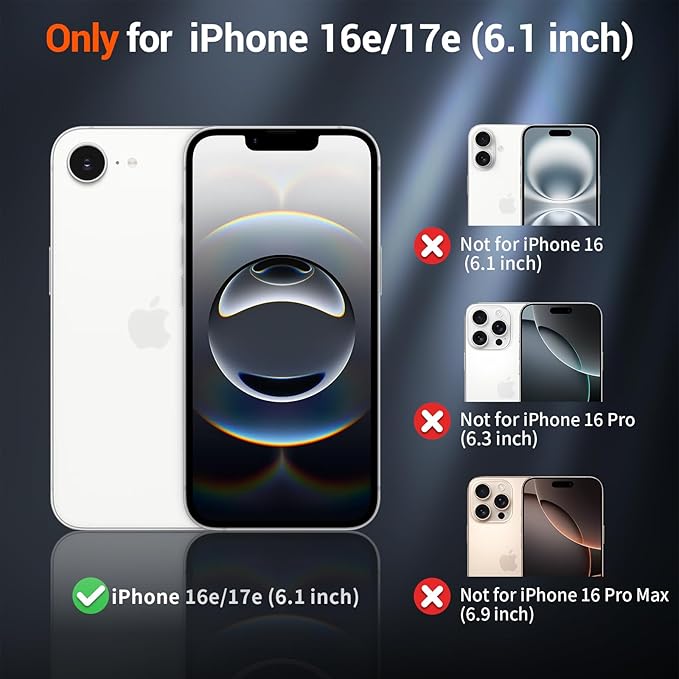 SUPFINE Magnetic for iPhone 17e Case/iPhone 16e Case (Compatible with MagSafe)(Military Grade Drop Protection) Slim Translucent Matte Shockproof with Anti-Fingerprint Phone Cover,Black