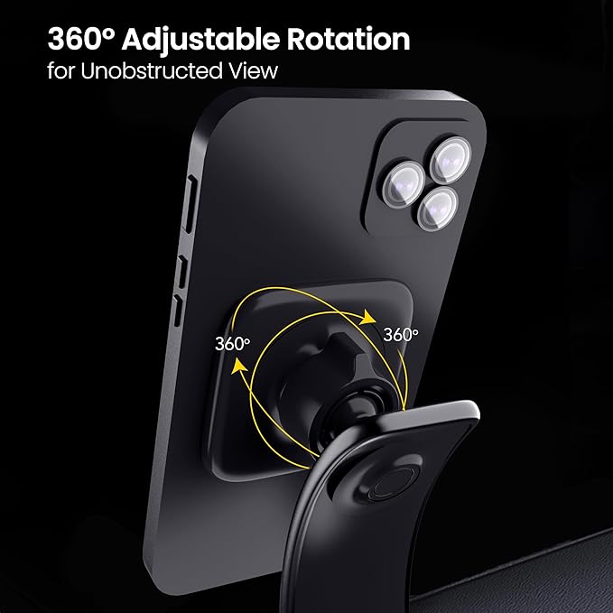 aetos for iPhone MagSafe Car Mount Magnetic Phone Holder with Adhesive Suction Base, Fits iPhone 17/16/15/14 Pro/Plus/Max and Android Phones with Ring Adaptor, Ideal for Dashboard and Windshield