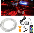 Interior Car LED Strip Lights with APP Control, RGB Ambient Lighting Kit with 118 inches Fiber Optic, 16 Million Colors Music Sync LED Vehicle Cigarette Lighter Neon Strip