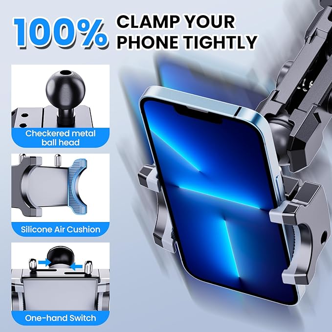 DIAMOOKY Upgraded Metal Phone Mount for Jeep Wrangler JL JLU 2018-2023 and Gladiator JT 2020 2021 2022 2023 Phone Holder Dash Mount System Kit Dashboard Accessories Passenger Side (Not for 4xe)