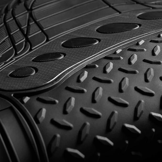 FH Group Automotive Floor Mats Universal Fit Trimmable Climaproof for All Weather Heavy Duty Rubber fits Most Cars, SUVs, and Trucks, with Footprint Design, Full Set Brown Black