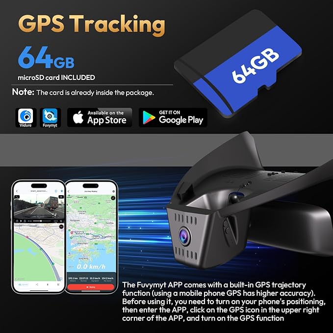 Front 4K Dash Cam for 2022-2026 Toyota Tundra Hybrid & Sequoia 2023-2026 Limited SR SR5 TRD Pro Limited (Gen3),OEM Look,HD Video,WiFi Connect&APP,Loop Recording G-Sensor,64GB Card