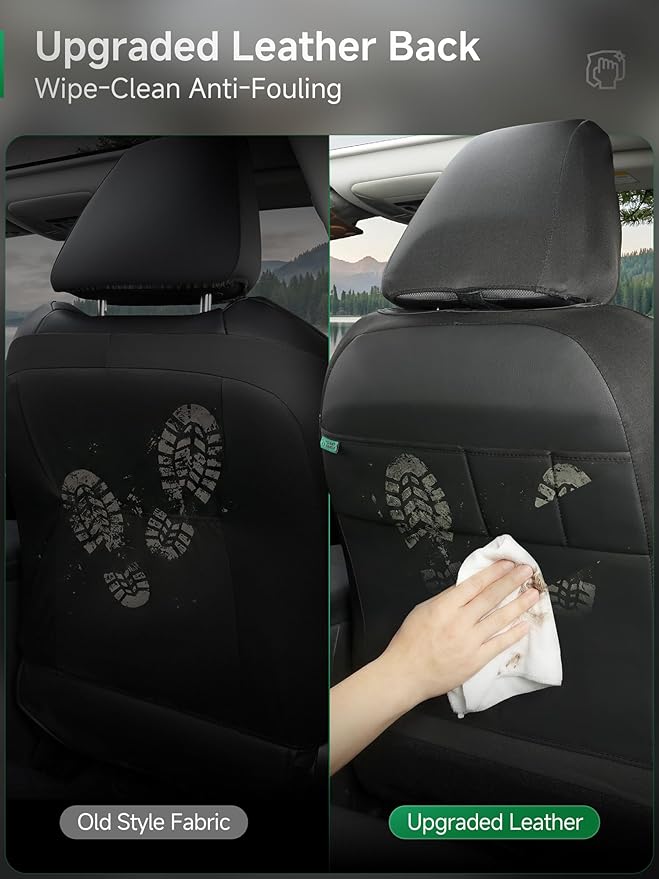 GIANT PANDA Air Cool Mesh Car Seat Cover Custom Fit Subaru Outback Forester Crosstrek Legacy Impreza,Breathable Cooling Seat Protector with Leather Back Pannel(Black)