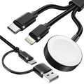 Travel Essentials,3 in 2 USB C Cable for Apple Watch Charger,iPhone Charger,Multi Charging Cable,Cruise Vacation Camping Essentials,Portable for iWatch Series 11-2/Ultra/SE & iPhone 17-12,Car,Black