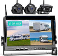 10" Wireless Backup Camera System for Truck, HD 1080P Digital Back Up Camera System with 10 Inch Quad Split Loop Recording Monitor, IP69K Waterproof Reversing Cameras for RV, Trailer (W103)