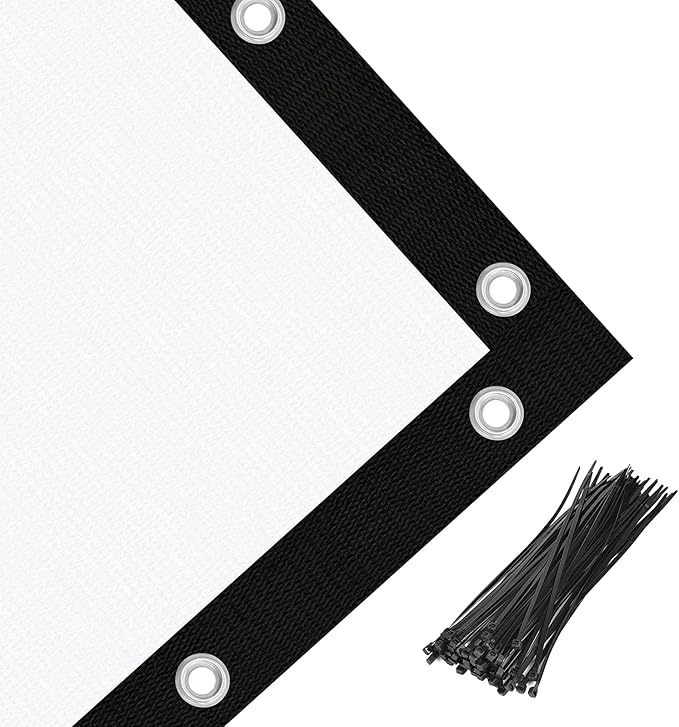 Amagenix 90% Pergola Shade Cover 7' X 11' Sun Shade Cloth with Grommets for Outdoor Garden Patio Porch, Commercial Grade 200 GSM - Cable Zip Ties Included (We Customized) GN108, White