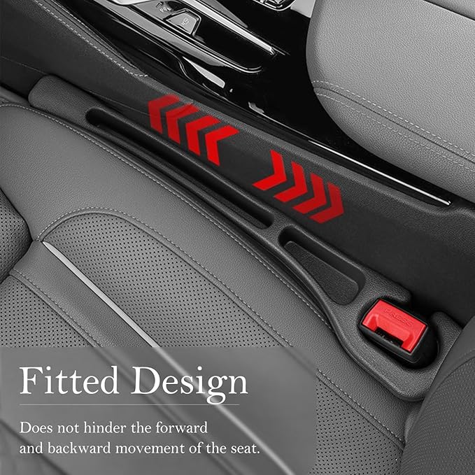 Car Seat Gap Filler 2-Pack, Universal Car Seat Gap Filler Organizer, Seat Gap Plug – Fills Gap Between Seat & Console, Drop-Proof Guard for Phones, Keys & Cards, Fits Cars, SUVs, Trucks, Black