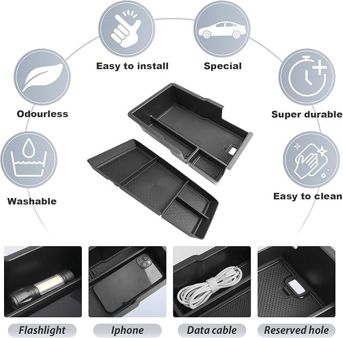 SKTU 2-Pack for 2025 2026 Chevy Equinox Accessories Center Console Organizer for 2025 2026 Chevrolet Equinox (LT/ACTIV/RS) 2025 2026 Equinox Console Tray & Lower Center Console Tray