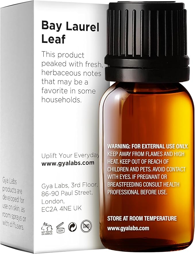 100% Pure Bay Leaf Essential Oil - 0.34 Fl Oz - Bay Leaf Oil for Hair, Skin, Diffuser, Aromatherapy & DIY Candle Making Scent