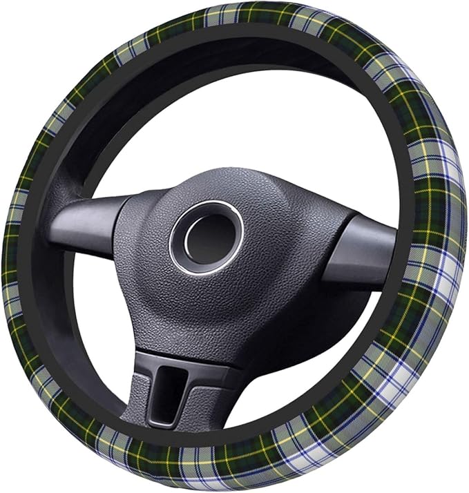 Thickened Elastic Steering Wheel Cover, Gordon Dress Tartan Plaid Ultra, Soft, Breathable, Fit for Cars, SUVs, Trucks, Stylish Comfortable Grip