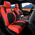 Coverado JK Front Seat Covers for Jeep Wrangler, Custom Fits Jeep Wrangler 2/4 Door 2013-2017 Unlimited Rubicon Sahara Willys Sport High Altitude Pickup Truck Waterproof Leather Car Seat Covers(Red)