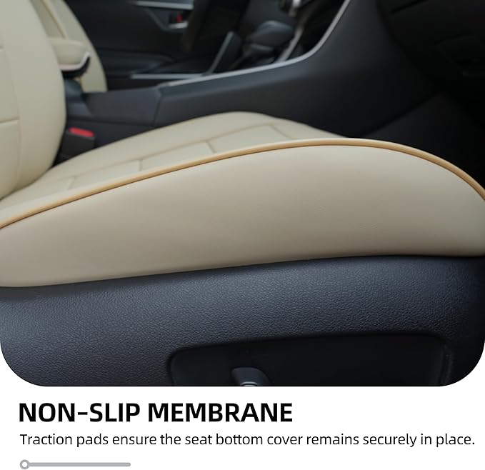 Lolcar RAV4 Seat Covers Custom Fit for Toyota RAV4 2019 2020 2021 2022 2023 2024 2025 LE,XLE,XLE Premium,Limited,Airbag Compatible,Seat Cover Full Set for SUV, Waterproof Leather（Beige）