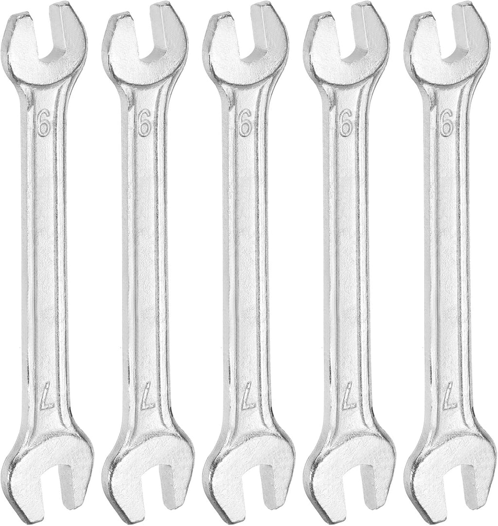 HARFINGTON 5pcs Double Open End Wrench 6mm x 7mm Metric 15 Degree Offset Angle Small Flat Head Wrench Galvanizing Open Ended Spanner for Automotive Repair Furniture Assembly