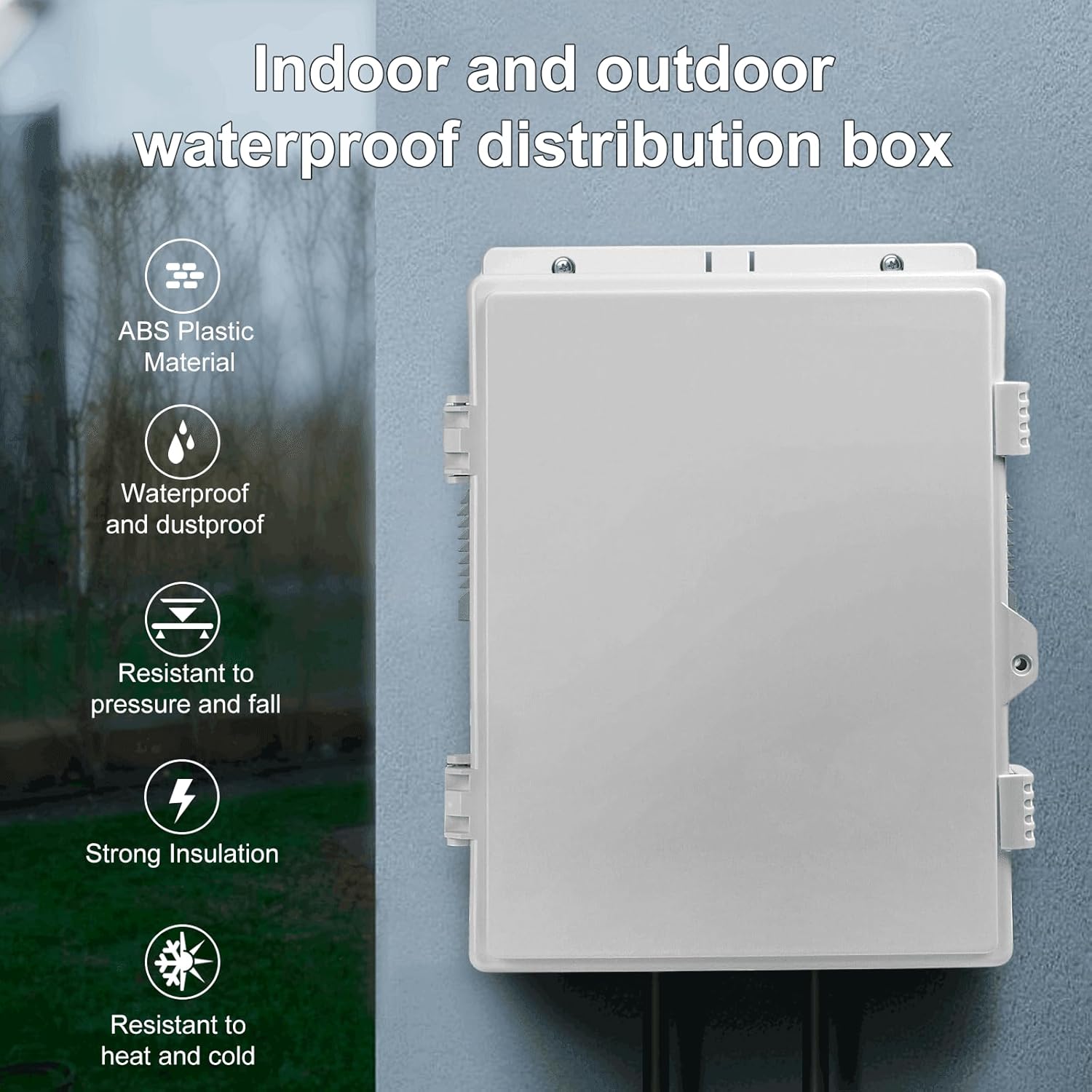 Outdoor Electrical Junction Box, ABS Water Resistant Enclosure with Internal Mounting Panel & Hinged Cover (13" H* 9.2" L* 3.7" W)