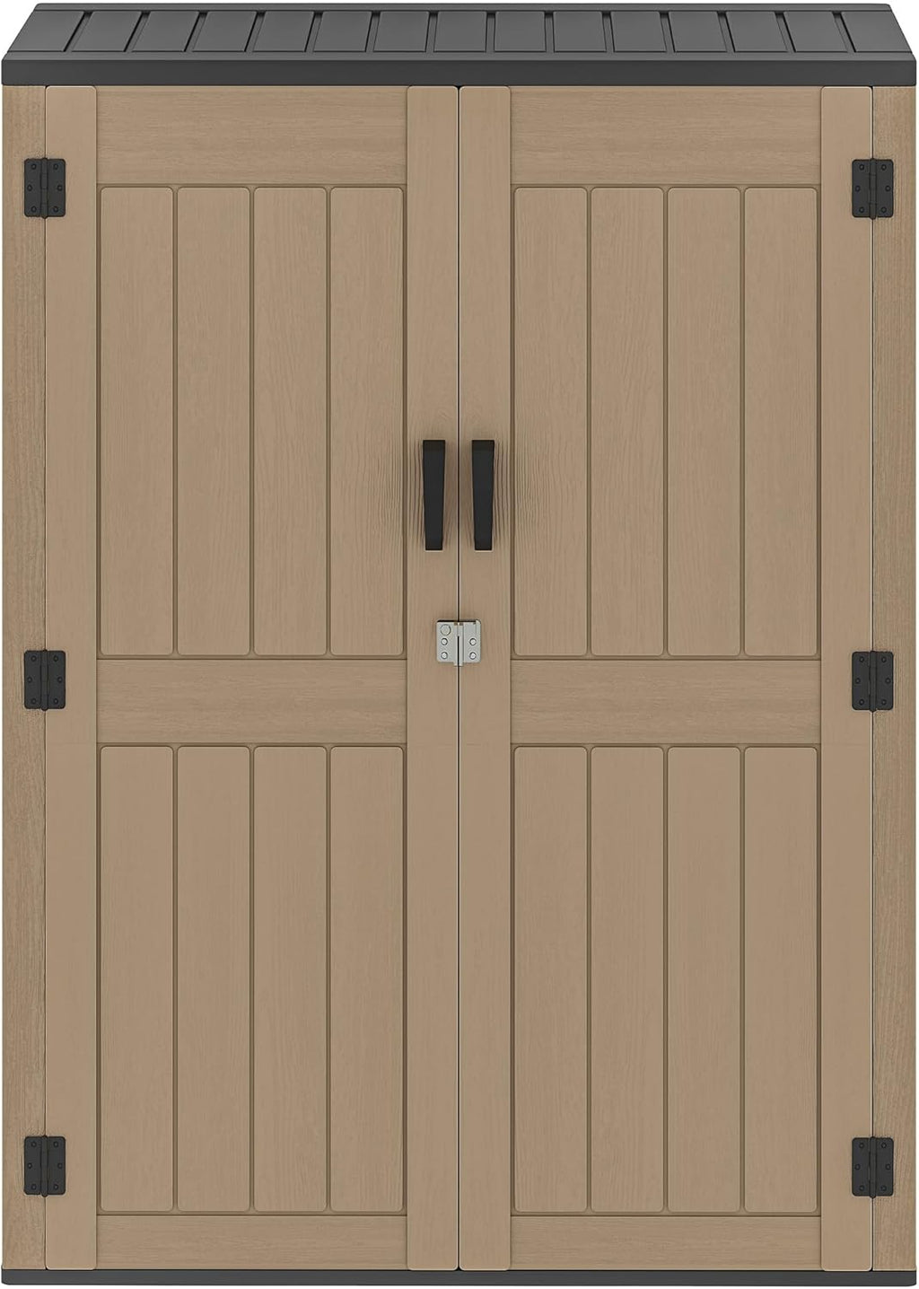 DWVO 59 Cu. Ft. Vertical Storage Shed, Weatherproof Outdoor Tall Cabinet with Double-Wall Panels and Floor, Lockable Resin Shed for Garden, Garage, Patio,Brown (Shelves Not Included)