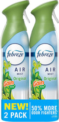 Febreze Air Mist, Air Freshener Spray, Odor Fighting Room Spray, Deodorizer for Home Bathroom Kitchen Office Apartment Dorm Room Classroom, Gain Original Scent, 8.1oz, (Pack of 2)