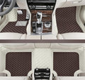 Custom Making Car Floor Mats for 98% Sedan SUV Car Protection Full Coverage Mats Anti-Slip Leather Floor Liners All Weather Car Floor Mats (White+Business Coffee)